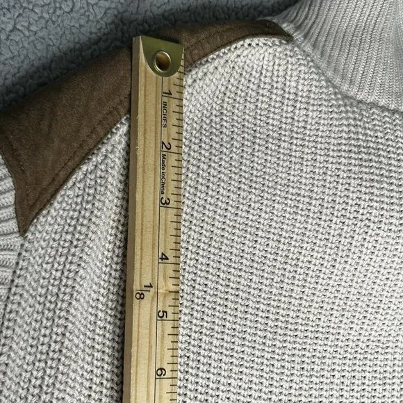 Orvis Vest Mens 2XL Beige Brown Full Zip Cable Knit Suede Trim Field Hunting XXL - Picture 13 of 14